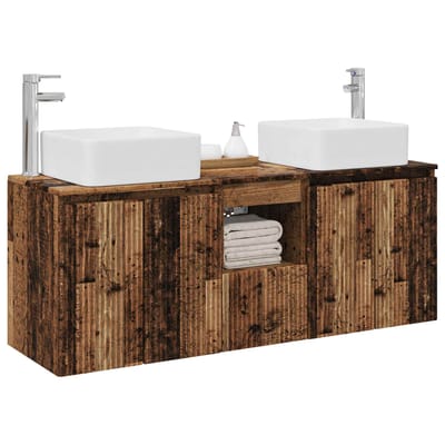 vidaXL - Badkamerkast - set - 3 - st - Oud - hout - 49,5 - x - 41 - x - 63 - cm - Bewerkt - hout