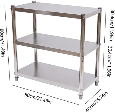 RosaBloom Heavy Duty RVS Stellingkast - 80x80x40 cm - 3 Planken - Professioneel Keukenrek & Opbergrek – Tot 150 kg Totaal
