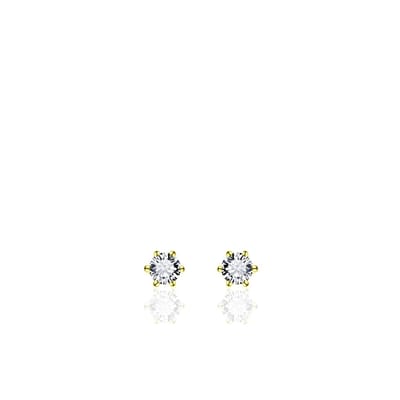 Jewels Inc. - Oorbellen - Oorstekers Solitaire gezet met Zirkonia - 4mmØ - Geelgoud Verguld Zilver 925