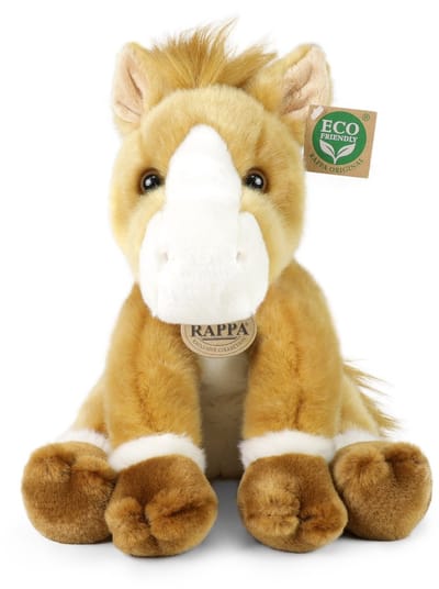 Rappa ECO knuffel paard / pony 30 cm - realistische knuffel van recyclede PET flessen - bruin, wit