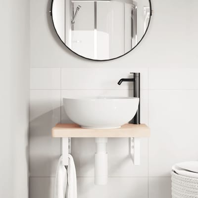 vidaXL - Badkamer - wandschap - staal - en - massief - beukenhout
