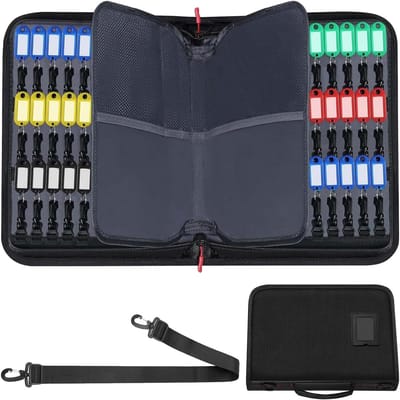 Dailygoods- Sleutelorganizer met ritssluiting - Waterdichte/schokbestendige sleutelkast - 54 kleurrijke haken - Vuurvast glasvezel - Maximaliseer ruimte met gaasvak