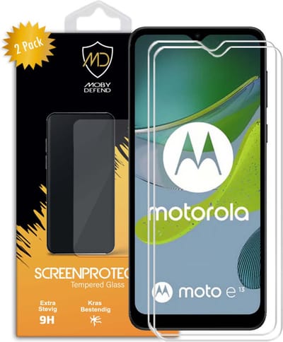 2-Pack MobyDefend Screenprotectors - Geschikt voor Motorola Moto E13 - Case-Friendly Screensaver - Gehard Glas