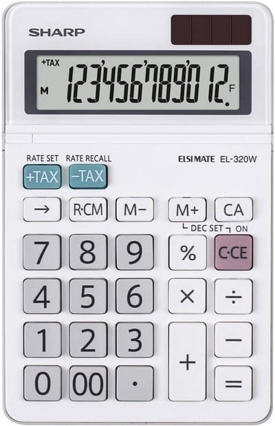 Bureaurekenmachine Basic - Kantoor rekenmachine - Dagelijks gebruik - Kantelbaar display - 23 x 15 cm - Wit