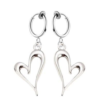 Klem oorbellen- zilverkleurig- hart- Montana- geen gaatje-Charme Bijoux