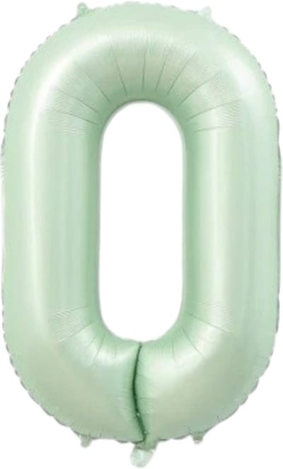 Folieballon cijfer 0 - mintgroen - 80cm