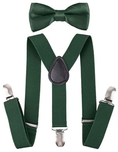 Bretels kinderen - Kinderbretels met strik - Verstelbaar -Vlinderdas - 100 cm - Groen - 1-4 jaar - Kids suspenders with bow tie - Kinderkleding - Jonyx