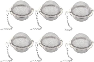 Thee-ei zeef, thee-ei, theebal met ketting, 6 stuks theezeef, theezeef, theezeef met ketting, thee-ei voor losse thee, thee-ei voor kopje, roestvrijstalen kruidenbol, theezeef, theezeef,