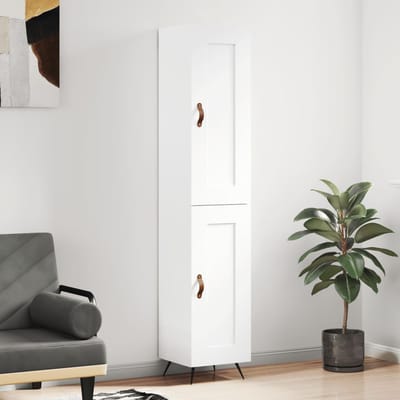 vidaXL - Hoge - kast - 34,5x34x180 - cm - bewerkt - hout - wit
