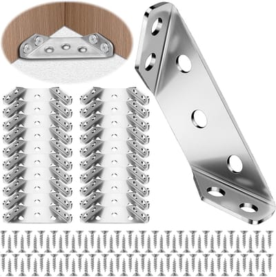 20 Stuks RVS Hoekverbindingen voor Meubelbouw, Universele Hoekverbindingen, Schroefhoekverbindingen, Perfect voor Houten Planken en Kasten