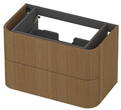 INK - Afgeronde Onderkast Fineer 2 Laden Softclose met Gefreesd Front Tbv Grepen - 800x450x520 Mm - Light Veneer