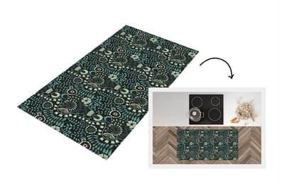Keukenloper - Loper keuken - Bloemen - Blauw - Patroon - 120x60 cm - Keukenloper vinyl
