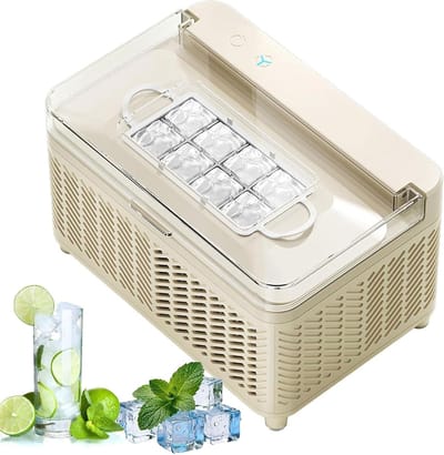 Draagbare ijsmachine - Aanrecht machine - Snelle ijsblokjes maken - Dual Power 12V/AC - 8 blokjes/15 min - Wit