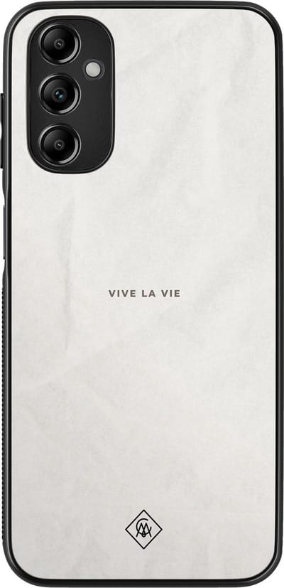 Casimoda® hoesje - Geschikt voor Samsung Galaxy A14 5G - Vive La Vie - Zwart TPU Backcover - Tekst - Grijs