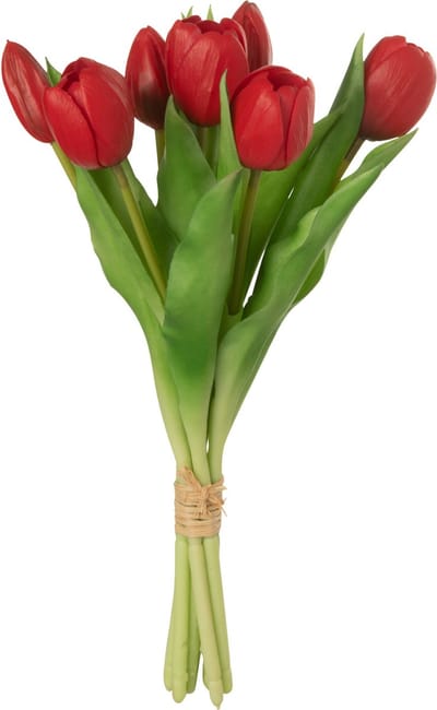 J-Line boeket Tulpen 7 stuks - kunststof - rood - small