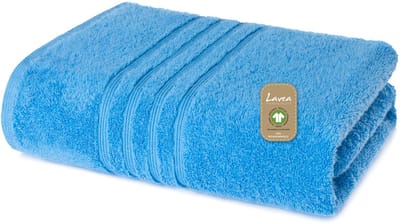 Lavea® 1 Handdoek 50x100 cm van 100% biologisch katoenen badstof, zacht en absorberend, voor thuis, hotel en spa – badhanddoek – Lichtblauw