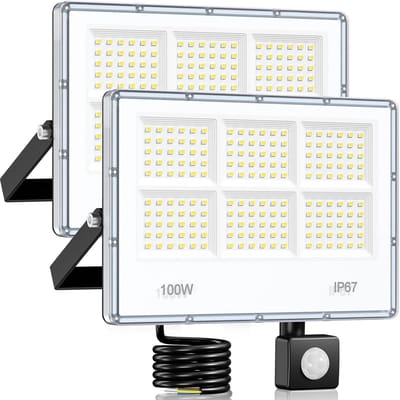Bewegingssensor LED Buitenspot - 100W, 10.000 Lumen, Waterdicht, 6-in-1 Buitenverlichting voor Tuin en Garage