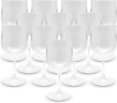 300 ml Polycarbonaat Transparant Wijnglas - Verpakking van 12 Stuks - Herbruikbare Plastic Beker - 1703x78x3 mm