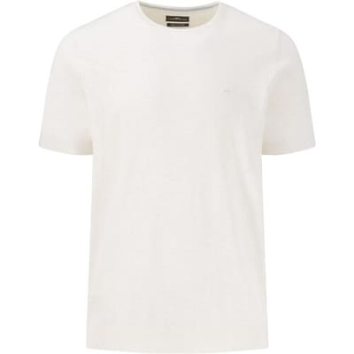 Fynch-Hatton Trui O-Neck Cotton Linnen Short Sleeve New Off White / male