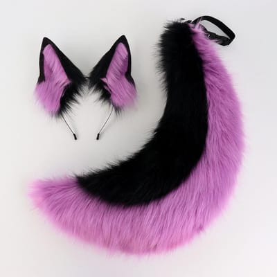 2 stuks/set Dierlijke Fursuit Oren Staart Halloweenfeest Cosplay Hoofddeksel Pluche Beest Wolfstaarten Vosoren Haarband Furry Hond COS Staart