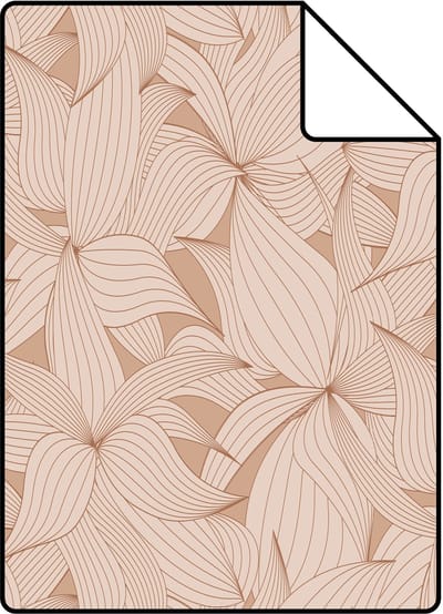 Proefstaal ESTAhome behang getekende bladeren terracotta roze - 26.5 x 21 cm - 139498-S