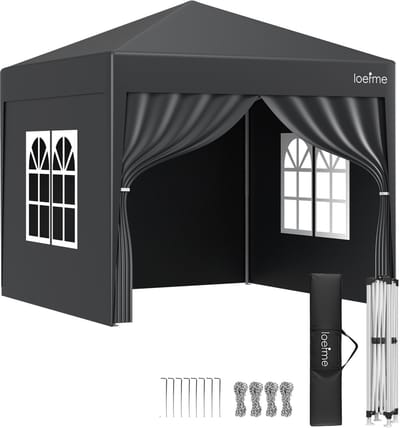 LOEFME Partytent Opvouwbaar - Paviljoen - Easy Up - 2.5x2.5m - Waterdicht - Paviljoen Met Zijwanden - Incl. Draagtas - blauw