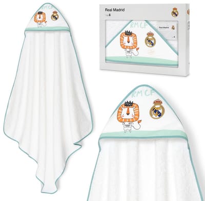 REAL MADRID™ - baby badjas - 100% katoen - wit/groen - zacht & absorberend