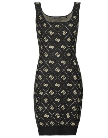 GUESS  Eco Sarah 4g Sl Dress Sw Black Travertine San Maat: S | Mini Jurken Outlet | Dames | Zwart