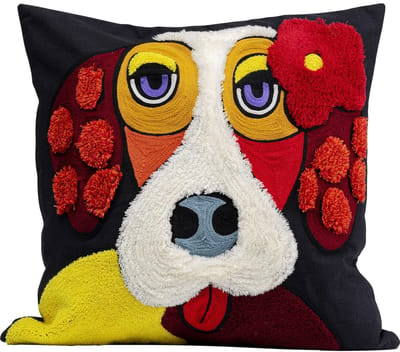 Unyqoos® Decoratief sierkussen met hondenmotief en ritssluiting in kleurrijk design, Sierkussen, Veelkleurig, Vierkant, Polyester, 45x45