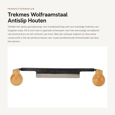 Dailygoods- Trekmes Wolfraamstaal 6 Inch - Antislip Houten Handvat - Ontschorsingsgereedschap - Schaven van Hout - Hoge Snijefficiëntie - Duurzaam en Efficiënt - Schraper