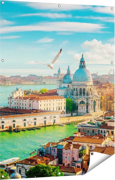 Gards Tuinposter Veneti� Stad vanuit Boven - 90x120 cm - Tuindoek - Tuindecoratie - Wanddecoratie buiten - Tuinschilderij