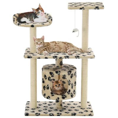 vidaXL - Kattenkrabpaal - met - sisal - krabpalen - 95 - cm - pootafdrukken - beige