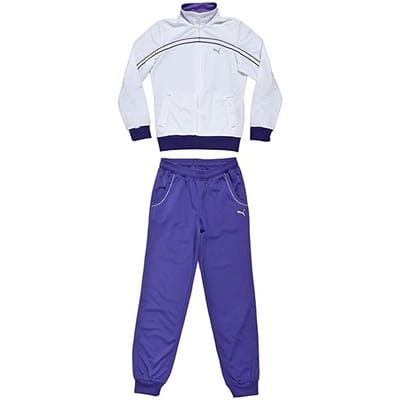 Puma trainingspak met lange mouwen en rits witpaars voor kinderen 829349 01