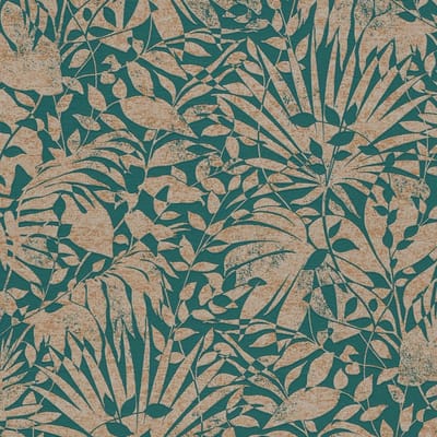 Exclusief luxe behang Profhome 388311-GU vliesbehang gestructureerd met bloemmotief en metallic effect groen goud turkooisgroen 5,33 m2
