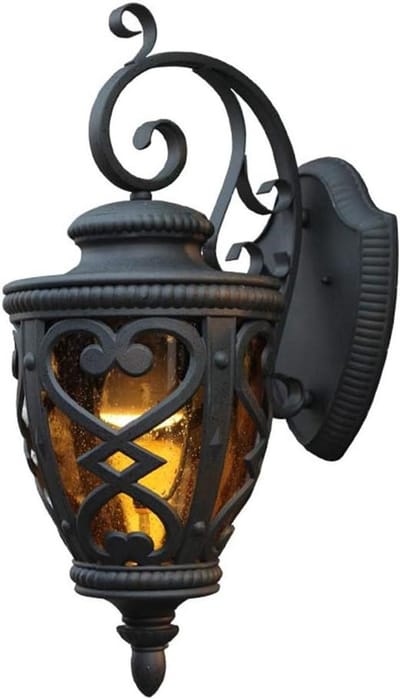 Buitenmuur Lantaarn - Veranda Lamp - Terras Verlichting - Vintage Kooi Stijl - 25x40 cm - Zwart