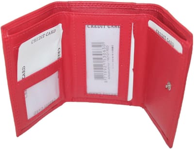 Kleine leren dames portemonnee / compact maar compleet drie-luik beursje / Tri-fold portemonneetje in rood, paars, roze, groen, navy, blauw, zwart leer / 127