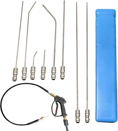Hogedrukreiniger Mondstukken - Naaldsproeierset Reiniger - Spleten Reinigen - Gerichte Waterstraal - Tot 41 cm Lengte - Zilver