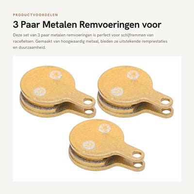 Dailygoods- Remvoeringen 3 Paar - Geschikt voor Schijfremmen - Keto-full Metal - Maat 33 x 22 mm - Dikte 4 mm - Hoogwaardige Kwaliteit - Remblokken