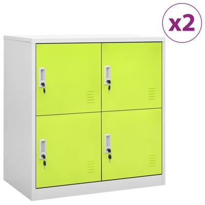 vidaXL - Lockerkasten - 2 - st - 90x45x92,5 - cm - staal - lichtgrijs - en - groen