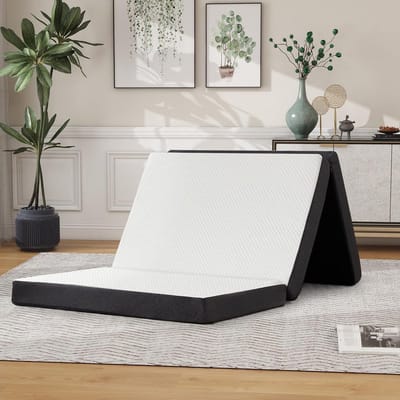 Vouwmatras Traagschuim - Logeerbed Reismat - Kamperen Gasten Ontvangen - Drievoudig Opvouwbaar Ontwerp - 190x97x8 cm - Wit