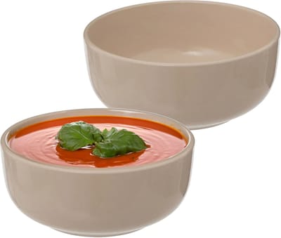 Secret de Gourmet Soepkommen/serveer schaaltjes - 4x - Santorini - keramiek - D15 x H6.5 cm - beige