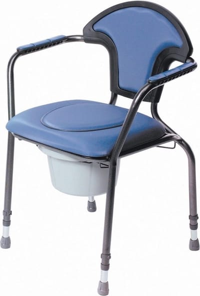Toiletstoel - blauw verstelbaar. Inclusief toiletemmer