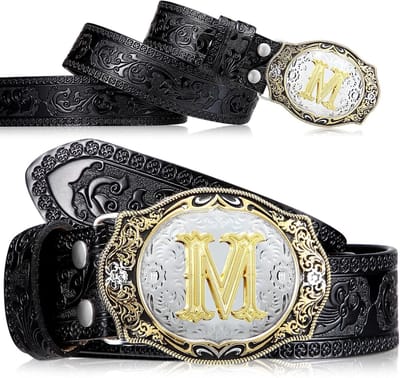 Verstelbare Cowboyriem voor Mannen met Buckle, 3.5 cm Breed, Zwart en Goud, Perfect voor Western Stijl en Casual Outfit