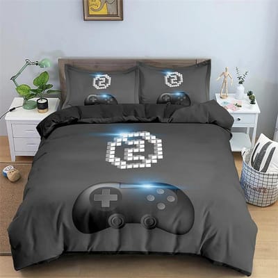 Kinderen Tieners Videogames Dekbedovertrek Set Jongens Gamer Dekbedovertrek Gaming Controller Patroon Beddengoed Set Polyester Dekbedovertrek 155X220cm-3pcs