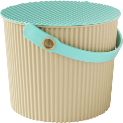 Hachiman opbergemmer Fraichair S, kunststof, beige, turkoois, 8 l, 230588
