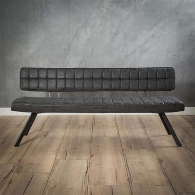 Dimehouse Industriële Eetkamerbank Madrid 180 cm - Kunstleer - Industrieel - 180 x 54 x 83 cm