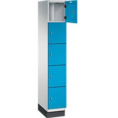 C+P Cambio lockerkast, 1 vak, 5 vakken, met plint, B 300 x D 525 x H 1980 mm, lichtgrijs/lichtblauw