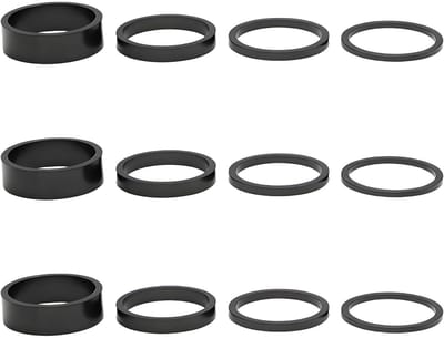 Dailygoods - Fietsafstandhouders - 12 stuks headset spacers - Aluminiumlegering - Zwart - Voor MTB en BMX - Perfect voor hoogteafstelling