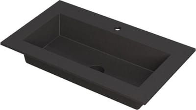 INK® Kraft wastafel quartz enkele bak met 1 kraangat, 80x45x1cm, quartz zwart