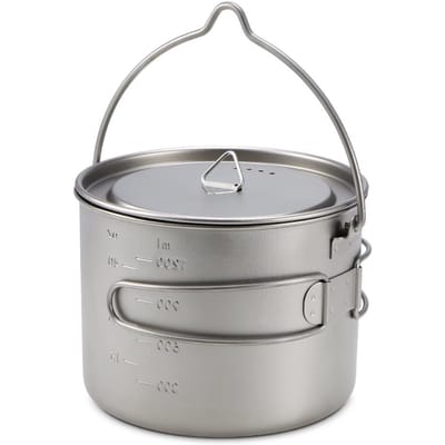 Lixada Pot en titane ultraléger portable suspendu avec couvercle et poignée pliable pour l'extérieur 1600 ml Pot , 1600ml
